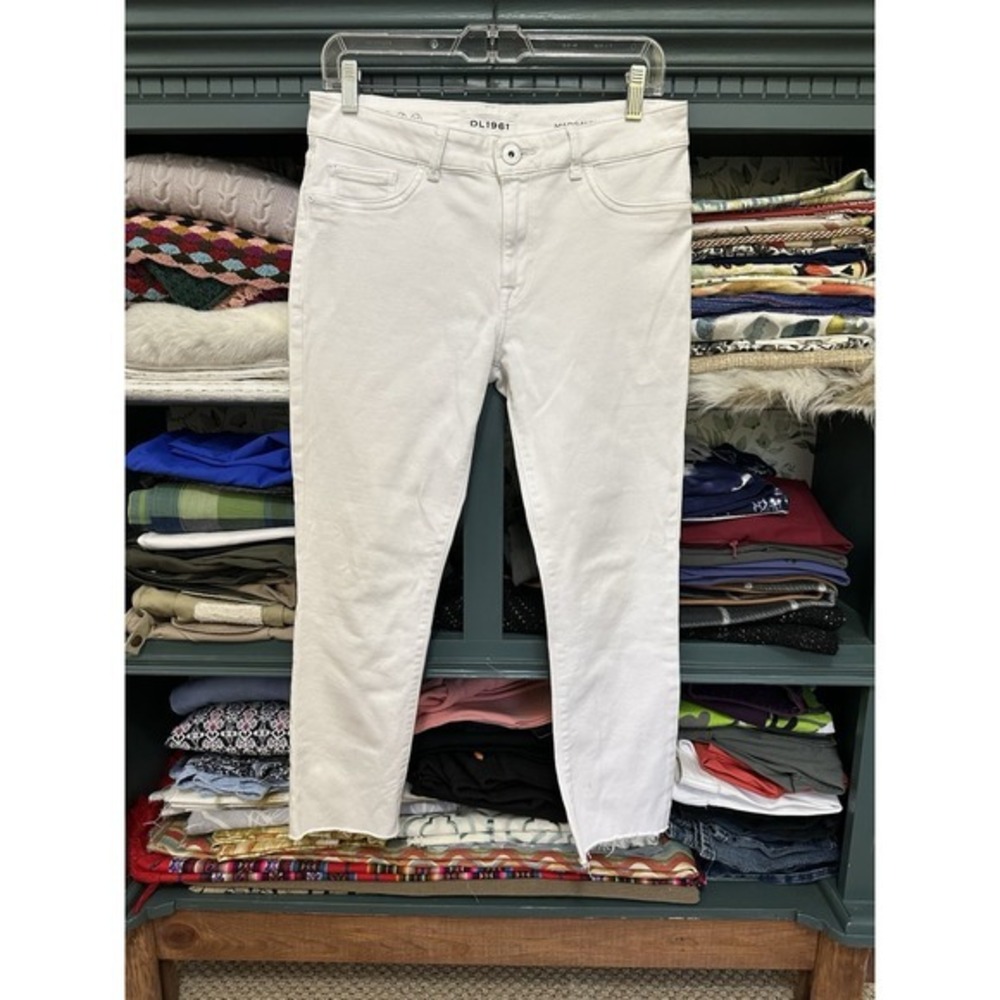 DL1961 Margaux Instasculpt Ankle Skinny Jeans, Women's 29 Ripped White Raw Hem